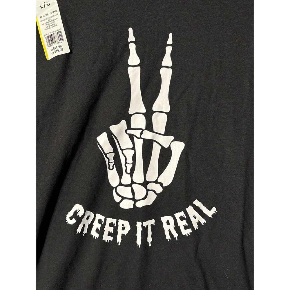 Celebrate It "Creep It Real" Adult Crew Neck T-Shirt, Black Size Small